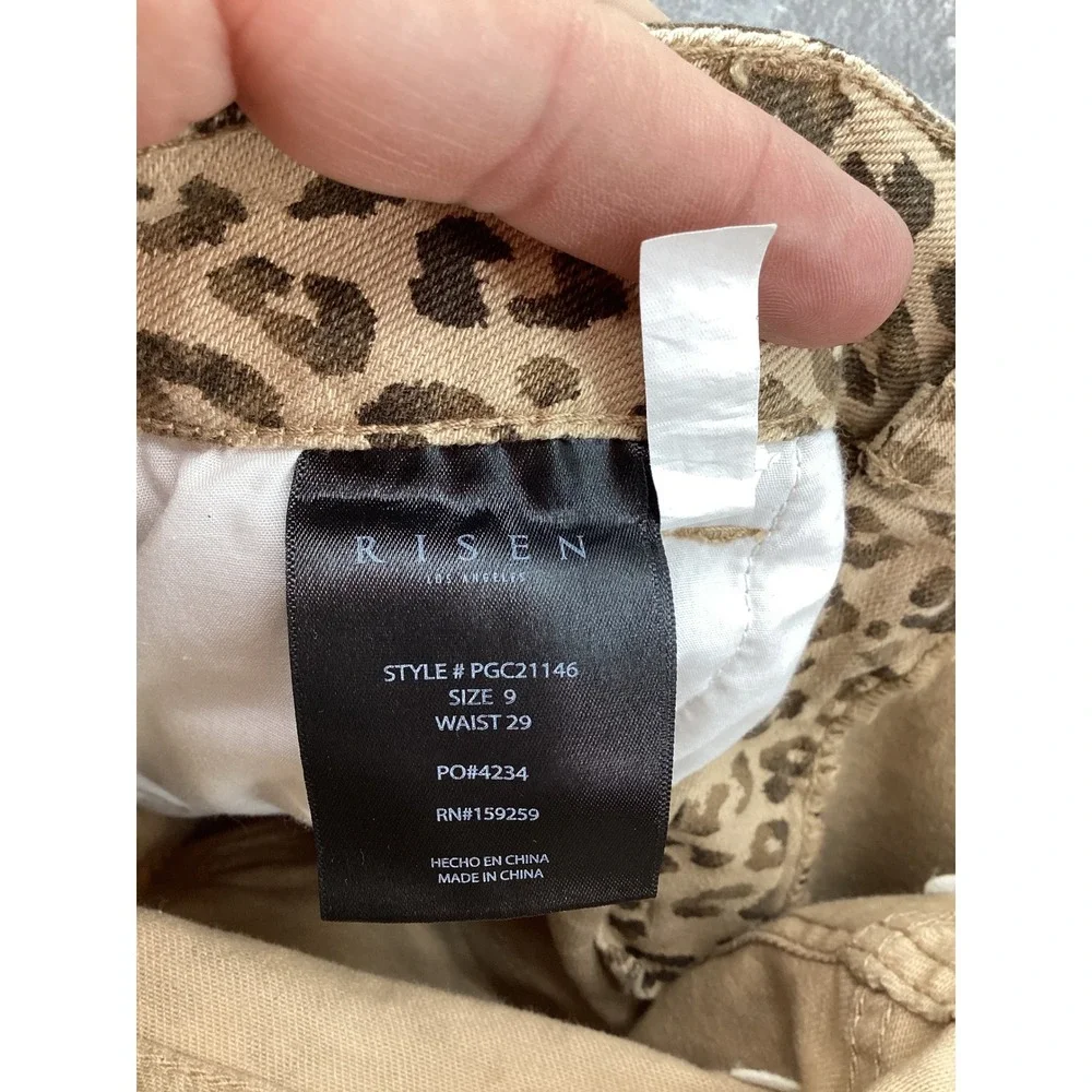 Risen Slouchy Cropped Leopard Barrel Jeans Size 9/29 Tan Brown PGC21146